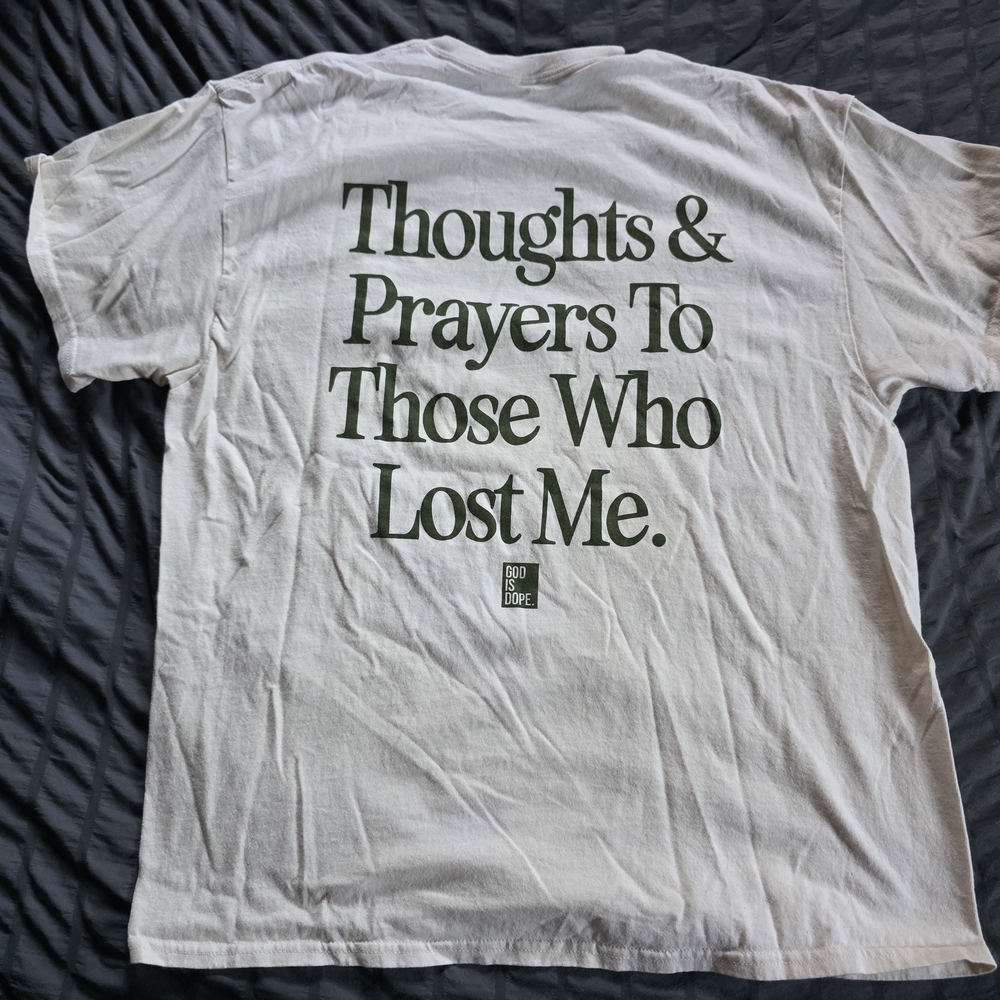 White Graphic T-Shirt with Bold Text